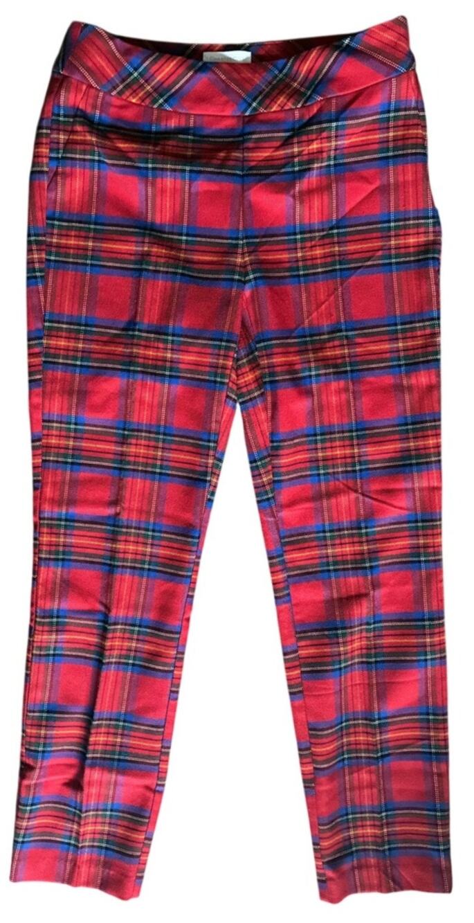 Charter Club Women’s 6P Petite Red Tartan Plaid Straight Leg Dress Pants